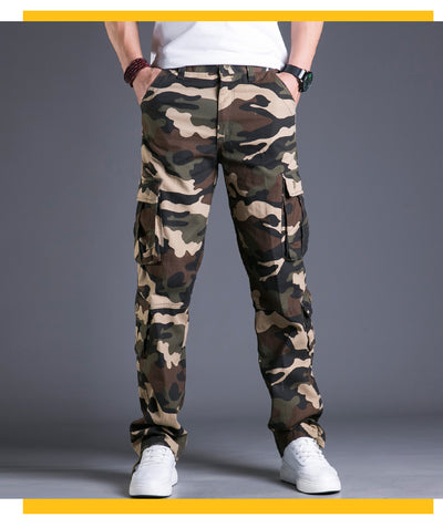 Pantalones Cargo Sueltos de Algodón con Múltiples Bolsillos - Camuflaje Hombre Talla Grande - Image 20