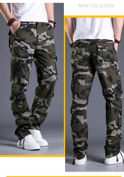 Pantalones Cargo Sueltos de Algodón con Múltiples Bolsillos - Camuflaje Hombre Talla Grande - Image 22