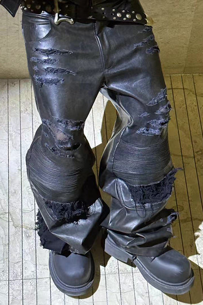 Pantalones de Cuero con Efecto Vintage Desgastado - Image 19