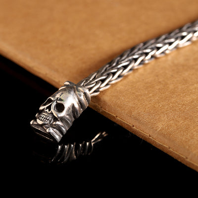 Pulsera de Calavera Tejida en Plata S925 Seiko - Accesorio Tailandés Artesanal para Hombre - Image 21