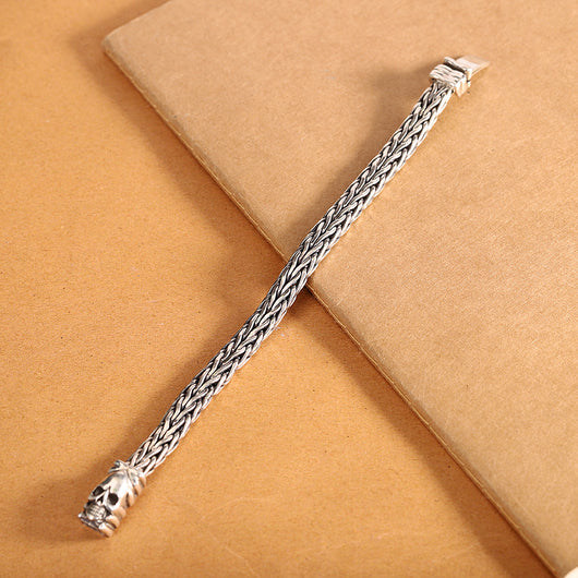 Pulsera de Calavera Tejida en Plata S925 Seiko - Accesorio Tailandés Artesanal para Hombre - Image 23