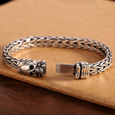 Pulsera de Calavera Tejida en Plata S925 Seiko - Accesorio Tailandés Artesanal para Hombre - Image 28