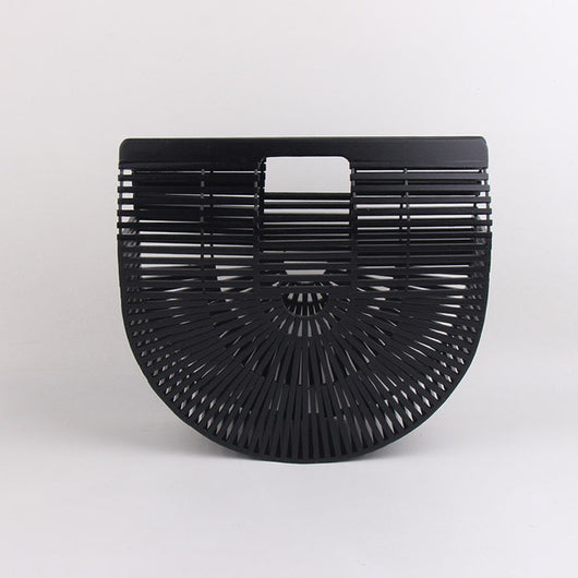 Bolsa de Bambú Tejida - Clutch Portátil Semicircular - Image 11