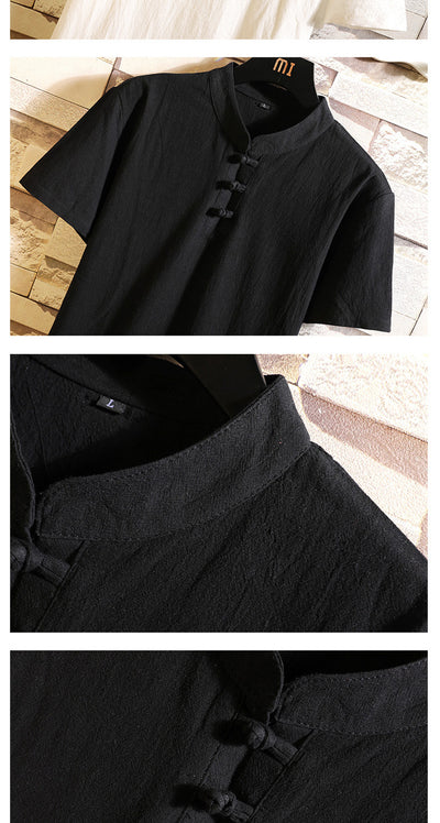 Traje Corto de Lino para Hombre Estilo Chino - Image 25
