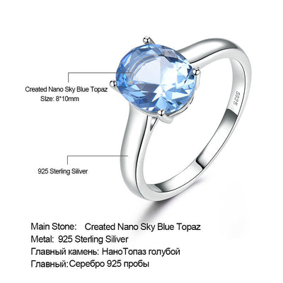 Anillo de Plata Esterlina 925 con Topacio Azul - Joya Romántica para Mujer - Image 8