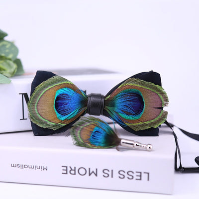 Corbatín de Moño Pavo Real con Ojos Grandes - Azul Plumas - Image 25