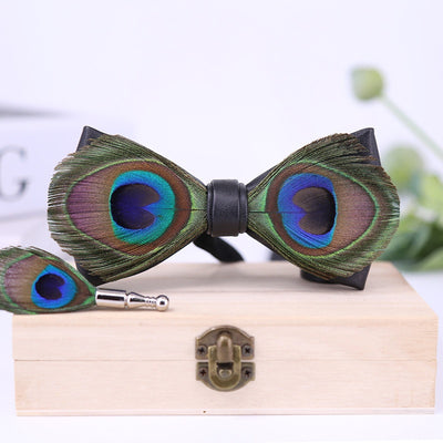 Corbatín de Moño Pavo Real con Ojos Grandes - Azul Plumas - Image 34