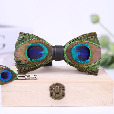 Corbatín de Moño Pavo Real con Ojos Grandes - Azul Plumas - Image 36