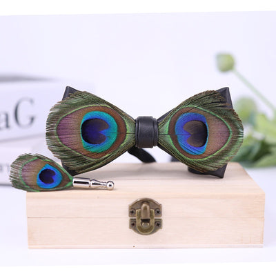 Corbatín de Moño Pavo Real con Ojos Grandes - Azul Plumas - Image 40