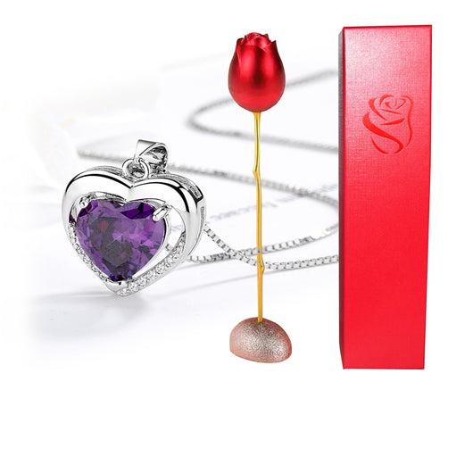 Collar Corazón de Cristal Bicolor con Rosa - Regalo Romántico para Ella - Image 29