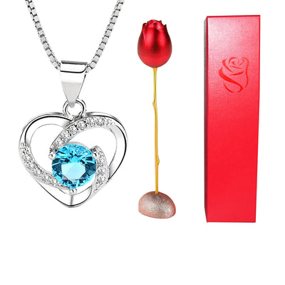 Collar Corazón de Cristal Bicolor con Rosa - Regalo Romántico para Ella - Image 31