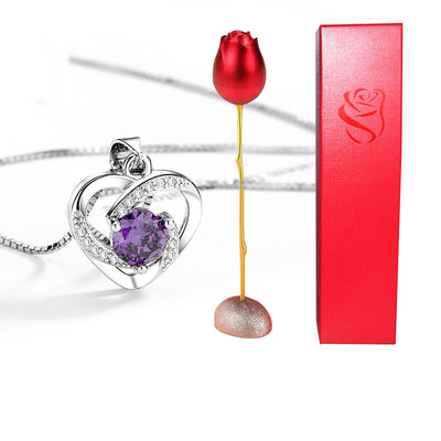 Collar Corazón de Cristal Bicolor con Rosa - Regalo Romántico para Ella - Image 33