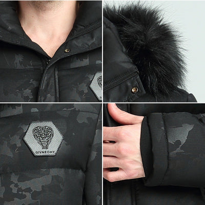 Chaqueta de Invierno Acolchada para Hombre con Cuello de Pelo Estilo Británico - Image 16