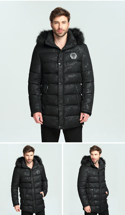 Chaqueta de Invierno Acolchada para Hombre con Cuello de Pelo Estilo Británico - Image 21