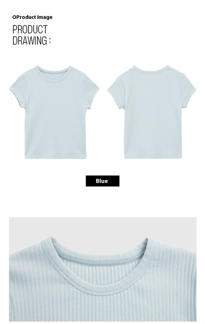 Blusa Básica de Verano para Mujer con Cuello Redondo y Textura - Image 18