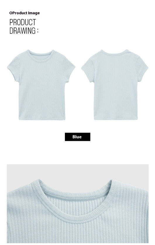 Blusa Básica de Verano para Mujer con Cuello Redondo y Textura - Image 18