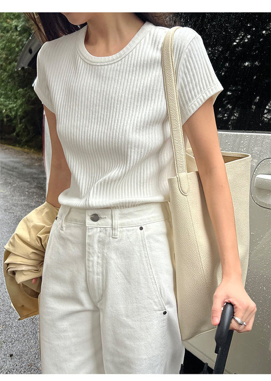 Blusa Básica de Verano para Mujer con Cuello Redondo y Textura - Image 19