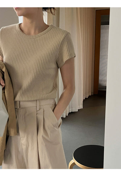 Blusa Básica de Verano para Mujer con Cuello Redondo y Textura - Image 23