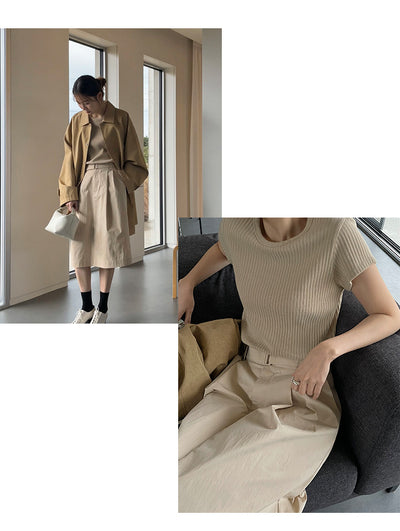 Blusa Básica de Verano para Mujer con Cuello Redondo y Textura - Image 25