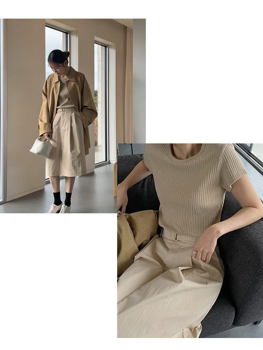Blusa Básica de Verano para Mujer con Cuello Redondo y Textura - Image 25