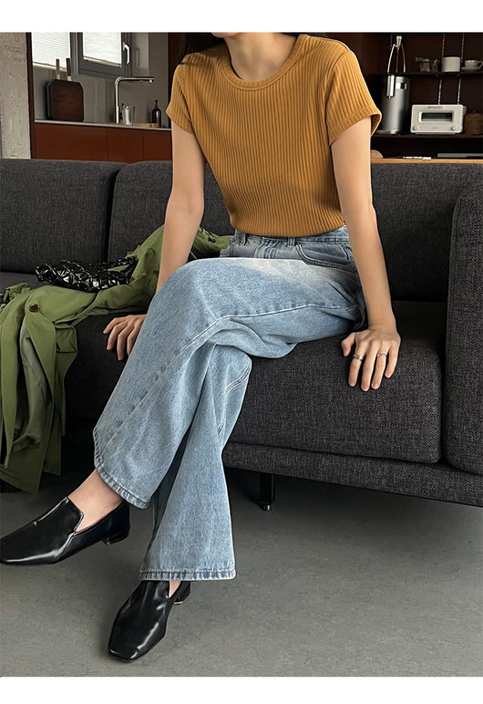 Blusa Básica de Verano para Mujer con Cuello Redondo y Textura - Image 31