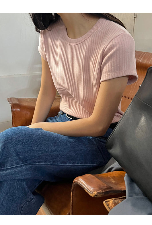 Blusa Básica de Verano para Mujer con Cuello Redondo y Textura - Image 34