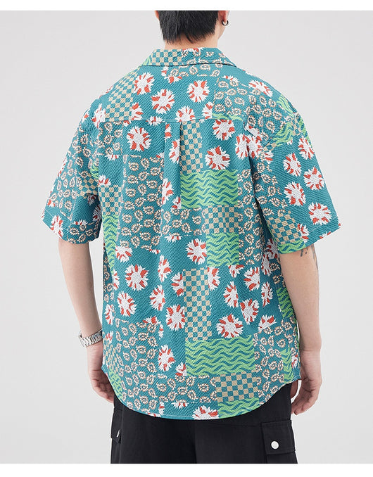 Camisa Hawaiana Retro Seersucker de Manga Corta para Hombre - Image 13