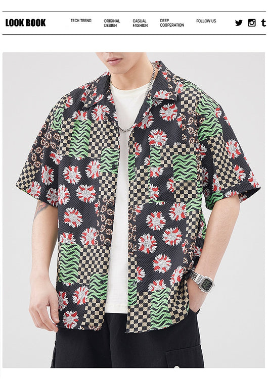 Camisa Hawaiana Retro Seersucker de Manga Corta para Hombre - Image 14
