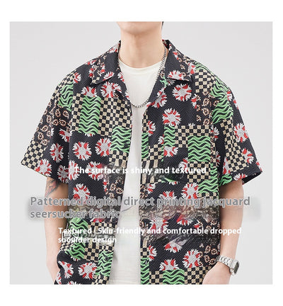 Camisa Hawaiana Retro Seersucker de Manga Corta para Hombre - Image 15