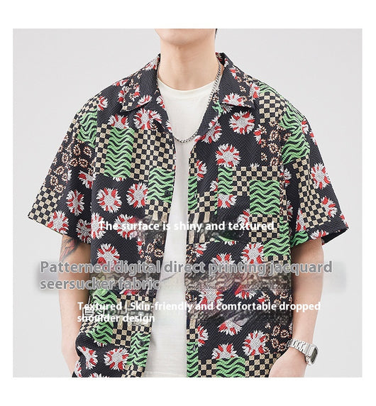Camisa Hawaiana Retro Seersucker de Manga Corta para Hombre - Image 15