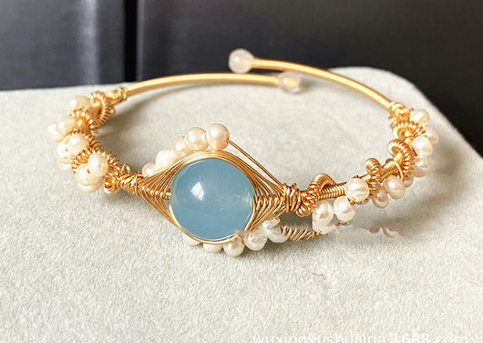 Pulsera de Perlas Dorada Tejida - Estilo Vintage Elegante - Image 10