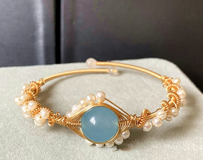 Pulsera de Perlas Dorada Tejida - Estilo Vintage Elegante - Image 11