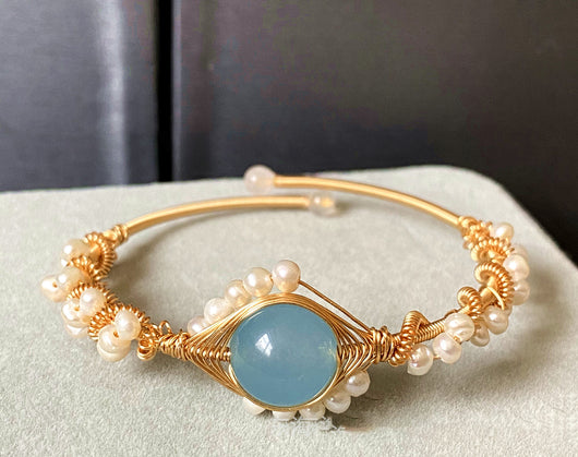 Pulsera de Perlas Dorada Tejida - Estilo Vintage Elegante - Image 11