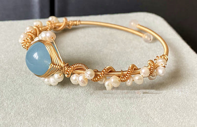Pulsera de Perlas Dorada Tejida - Estilo Vintage Elegante - Image 12