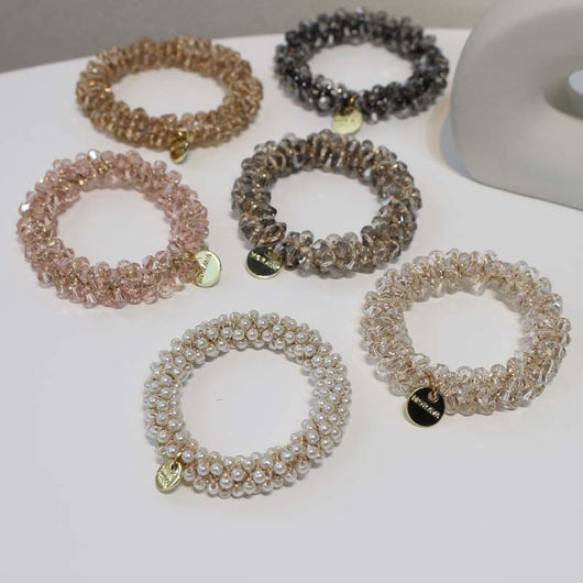 Anillo de Cabello Cristal Perla con Banda Elástica Trenzada - Image 27