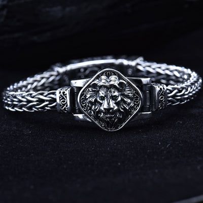 Pulsera de Plata Esterlina S925 Tejida a Mano - Diseño Étnico León Dominante - Image 14