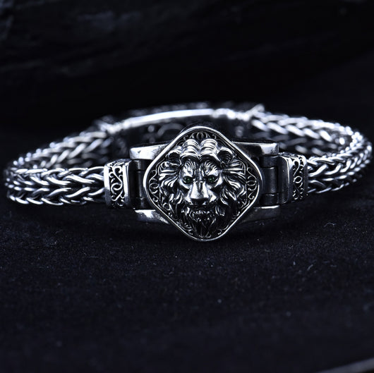 Pulsera de Plata Esterlina S925 Tejida a Mano - Diseño Étnico León Dominante - Image 14