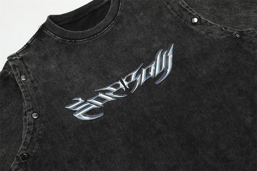 Playera Personalizada Punk con Letras para Hombre - Image 17
