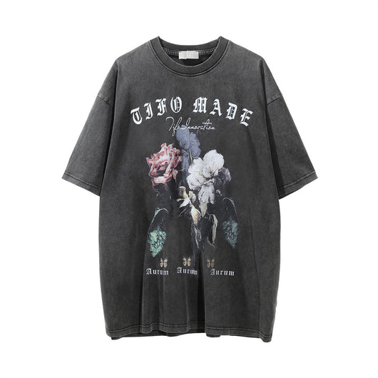 Camiseta Estampado Floral Desgastada para Hombre - Image 20