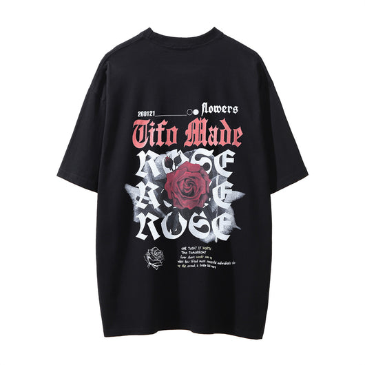 Camiseta Cuello Redondo con Estampado de Rosas para Hombre - Image 22