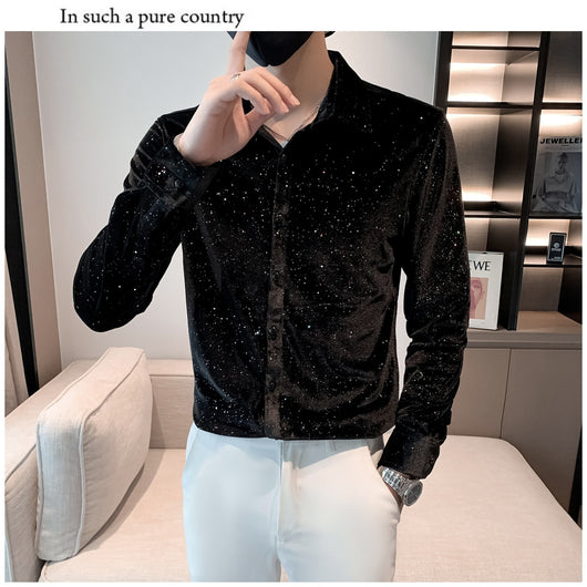 Camisa de Negocios Casual para Hombre con Detalles Brillantes - Image 32