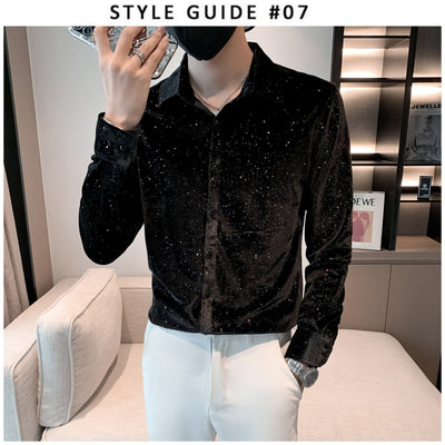 Camisa de Negocios Casual para Hombre con Detalles Brillantes - Image 36