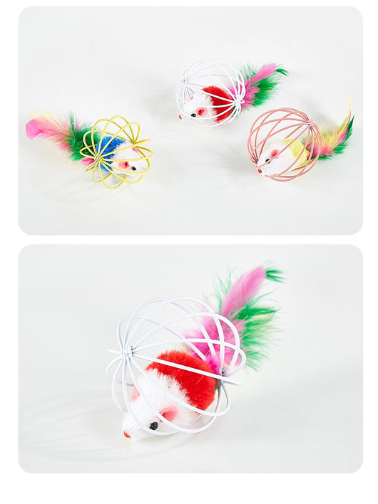 Juguete Interactivo para Gatos con Ratón de Lacado y Jaula de Alambre - Image 9