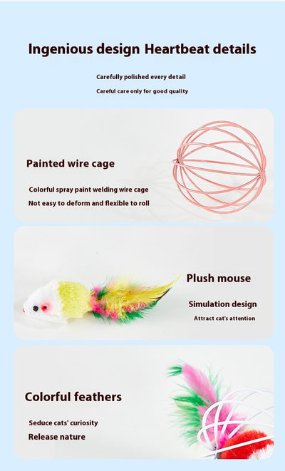 Juguete Interactivo para Gatos con Ratón de Lacado y Jaula de Alambre - Image 16