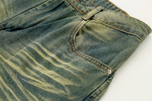 Pantalones Denim Harlan Patchwork Azul y Amarillo Desteñido - Image 15