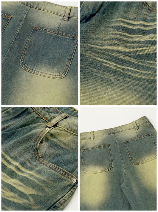 Pantalones Denim Harlan Patchwork Azul y Amarillo Desteñido - Image 27