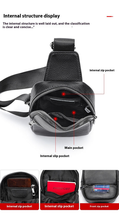 Bolsa de Pecho Crossbody de Cuero Genuino para Hombre - Funcional y Versátil - Image 28