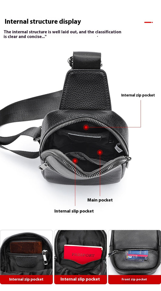 Bolsa de Pecho Crossbody de Cuero Genuino para Hombre - Funcional y Versátil - Image 28