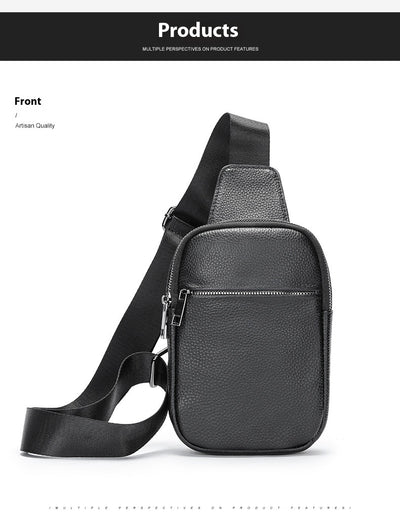 Bolsa de Pecho Crossbody de Cuero Genuino para Hombre - Funcional y Versátil - Image 30