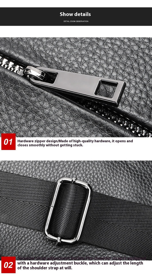 Bolsa de Pecho Crossbody de Cuero Genuino para Hombre - Funcional y Versátil - Image 34